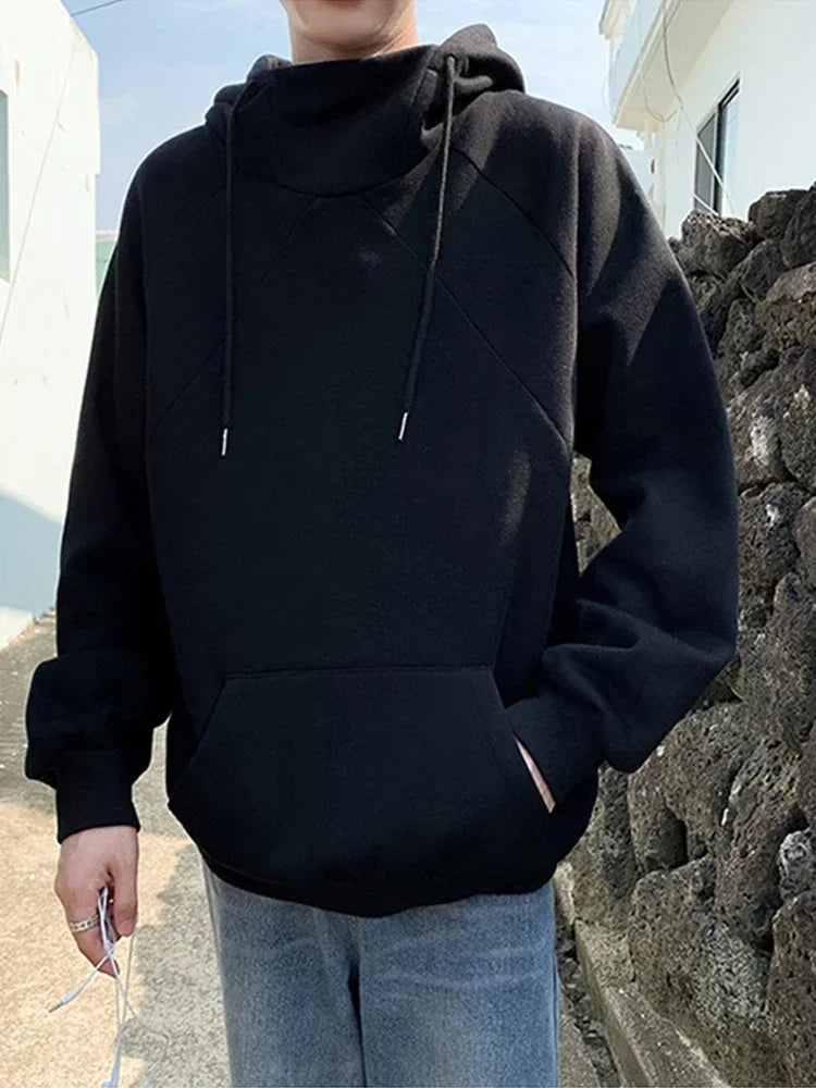 Herren Hoodie im Y2K Vintage Stil mit Rollkragen und Taschen
