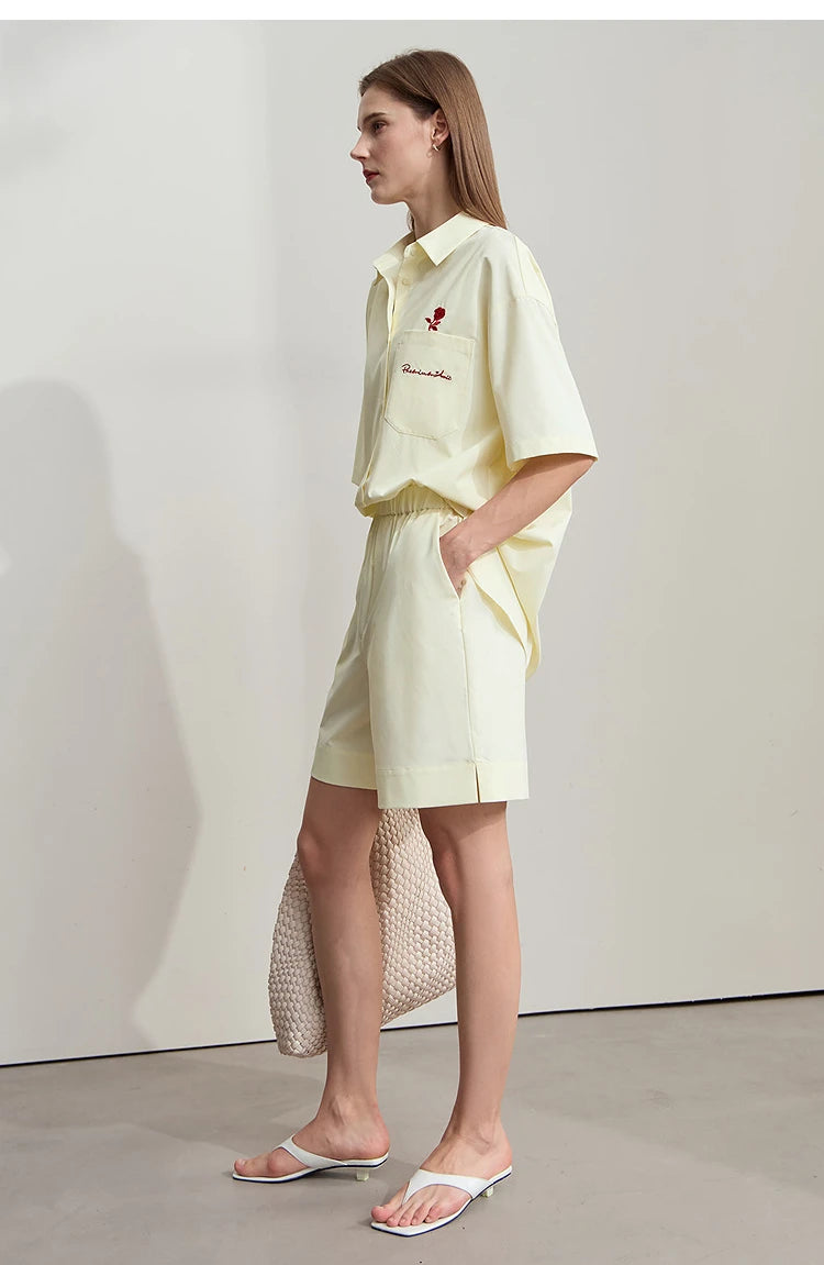 Damen Shorts im minimalistischen Stil mit elastischem Bund und weitem Bein