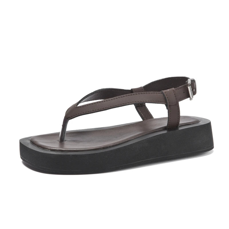 AIYUQI Flip-toe Sandalen Frauen Echtes Leder 2025, Sommer Neue Flache Römische Sandalen Frauen Große größe 41 42 43 strand sandalen frauen