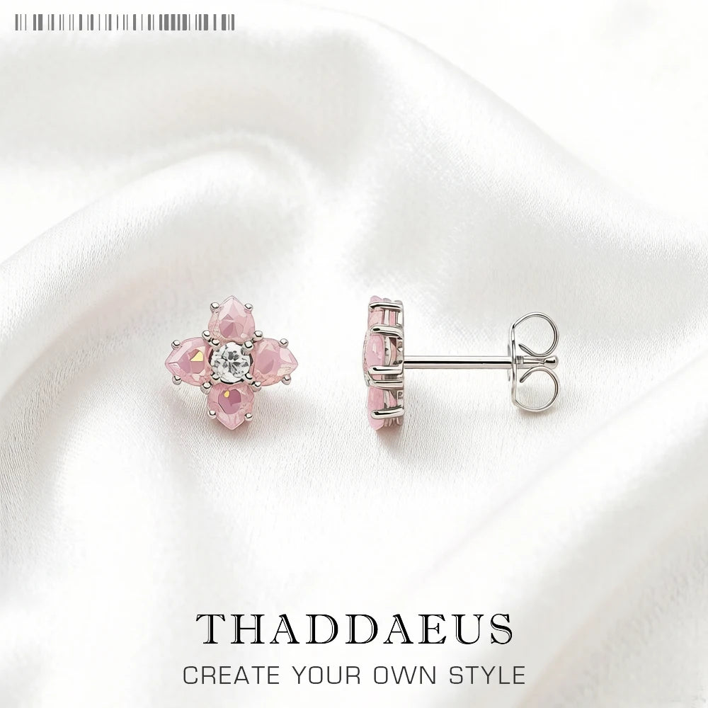 Damen-Ohrstecker Blume mit bunten Steinen aus Sterlingsilber