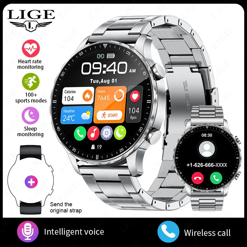 Herren und Damen Smartwatch mit IP68 wasserdichter Funktion und Bluetooth-Anruf