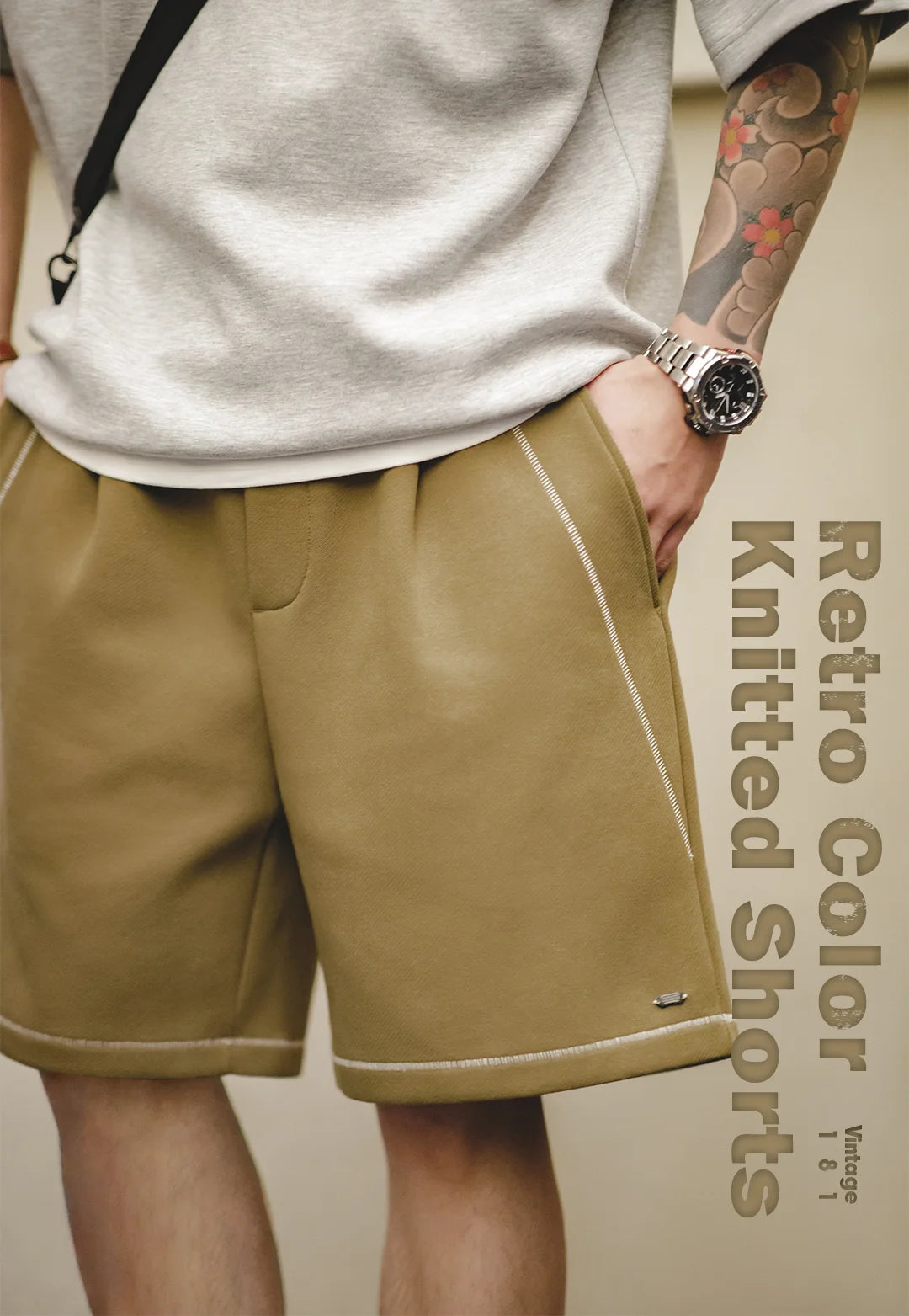 Herren Shorts in kontrastierenden Farben mit lässiger knielanger Passform