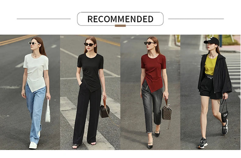 Damen T-Shirt mit asymmetrischem Design und kurzen Ärmeln für den Sommer