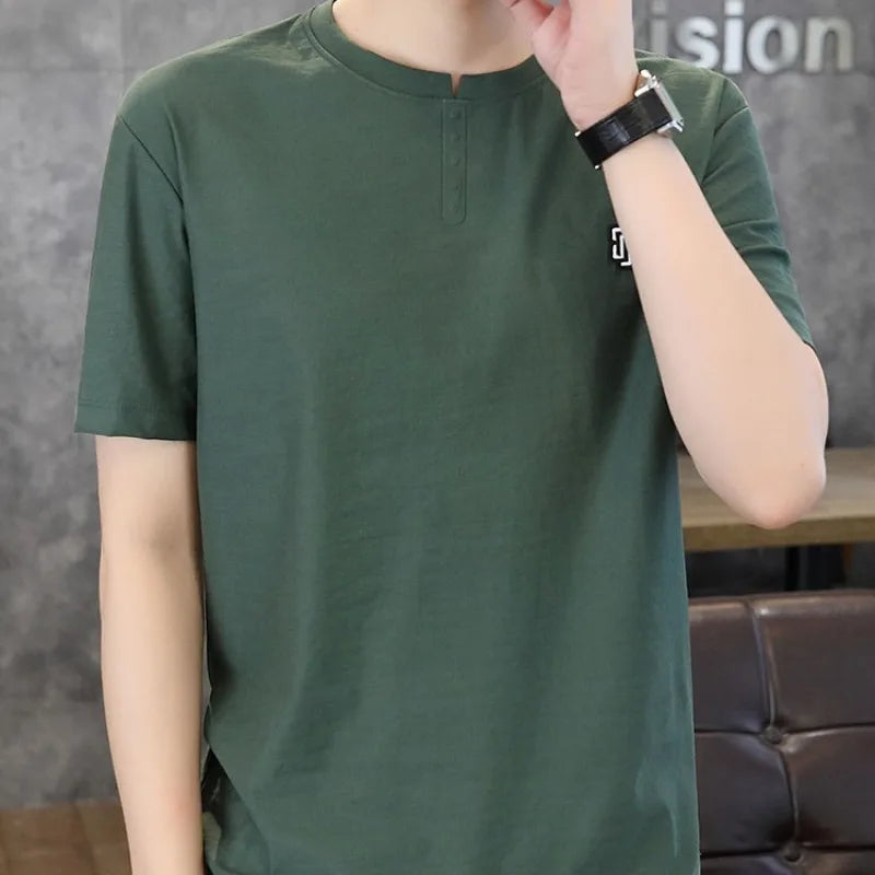 Herren Kurzarm T-Shirts aus Baumwolle im einfarbigen lässigen Trend für Sommer