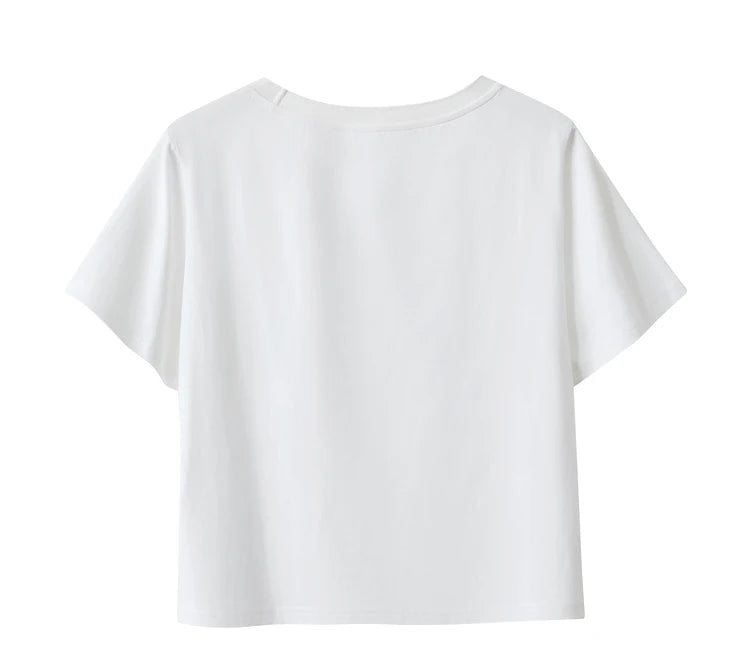 Damen T-Shirts im minimalistischen Stil mit lässigem O-Ausschnitt und Druck