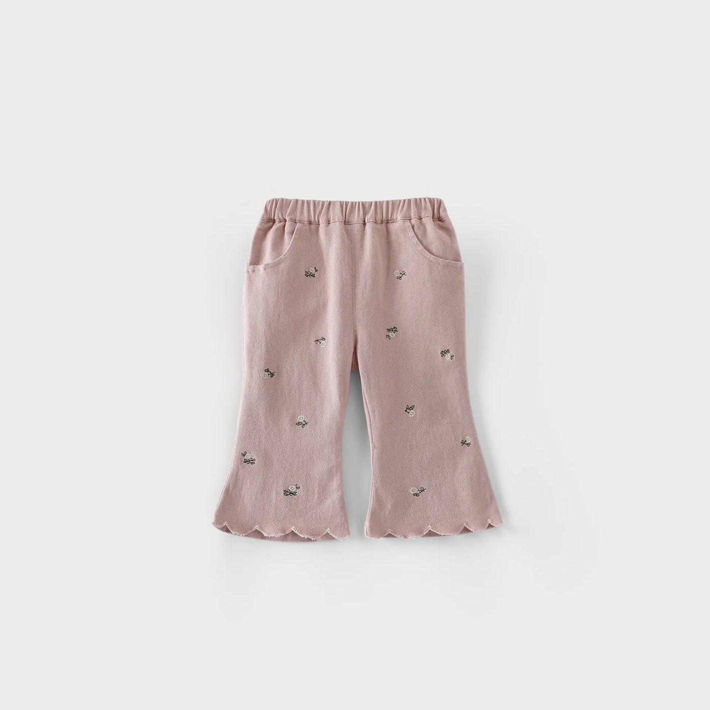 Mädchen Schlaghosen mit süßer gestickter Blumen-Dekoration für den Herbst