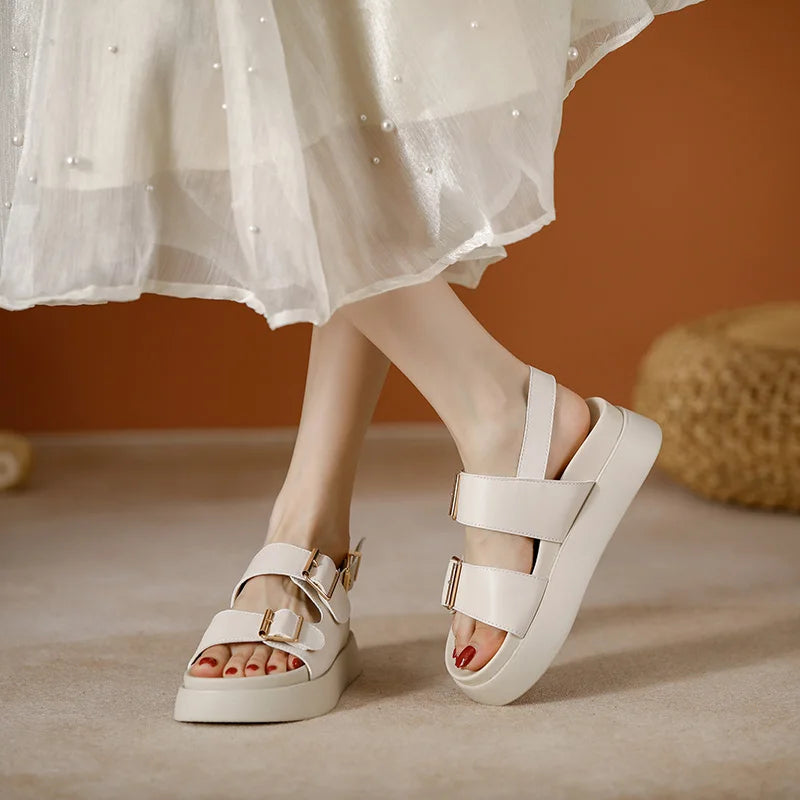 AIYUQI Frauen Sandalen Große Größe Sommer Neue Strand Sandalen Mädchen Dicke Sohle Mode Offene spitze Römischen frauen Schuhe