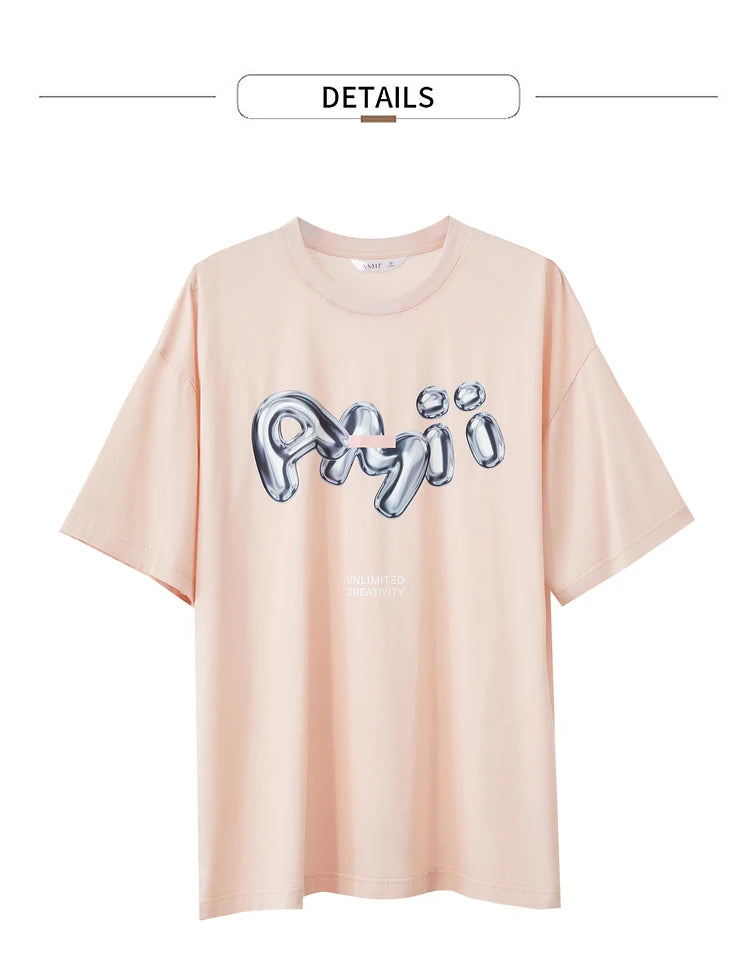Damen T-Shirts im lässigen Stil mit O-Ausschnitt und modischem Druck