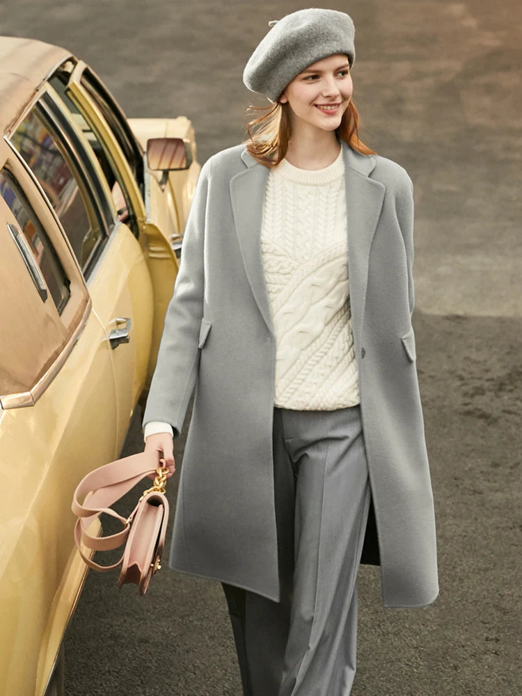 Damen Wollmantel aus 100 Prozent Wolle für den eleganten Winterlook