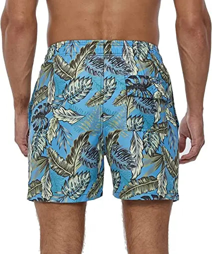 Herren-Badeshorts mit Farbverlauf, schnelltrocknend, mit Reißverschlusstaschen und Mesh-Futter – modische Schwimmshorts für den Strand