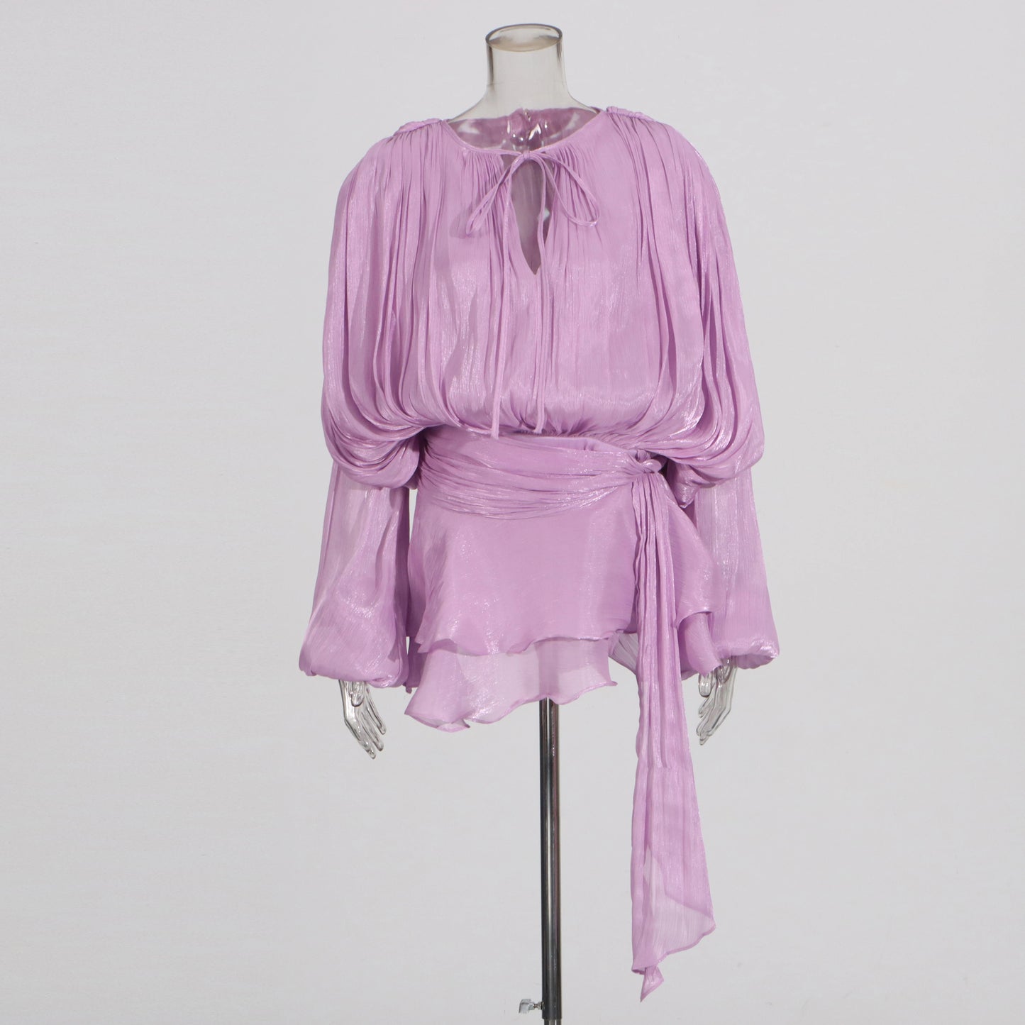 Elegantes Damen-Tunikakleid mit Rundhalsausschnitt, langen Ärmeln und Patchwork-Design