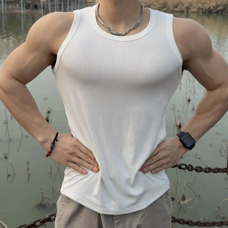 Ärmelloses Kapuzen-T-Shirt mit Jacquardmuster und Schnürung im lässigen Stil für junge Erwachsene