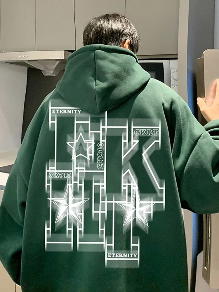 Herren Übergroße Hip Hop Hoodies mit Kapuze und Brief-Druck für Herbst