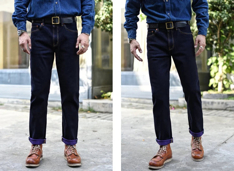 Herren Jeans im Vintage-Stil mit doppelseitiger Färbung und Kanten