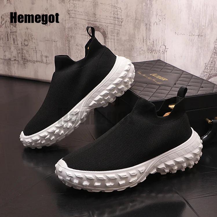 Tire Sole Sneakers Men's Breathable Mesh Casual Shoes Thick Soled Sports Shoes Thick-Soled Lightweight Increased Males Shoes