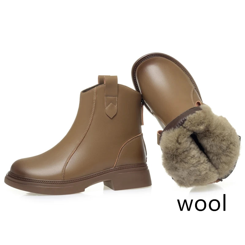 Damen Schnee Stiefel aus Faux Pelz mit rutschfester Sohle und Reißverschluss