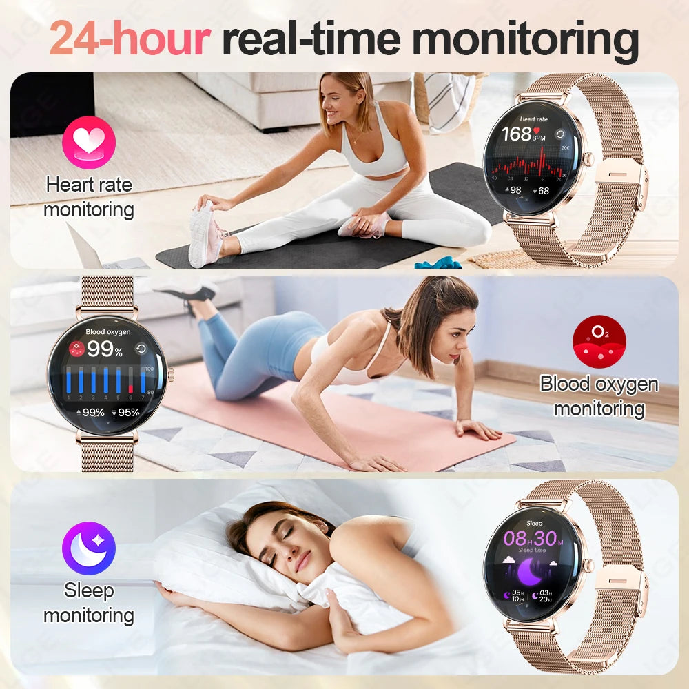 Damen Smartwatch mit 1,43 Zoll AMOLED Display und Herzfrequenzmonitor