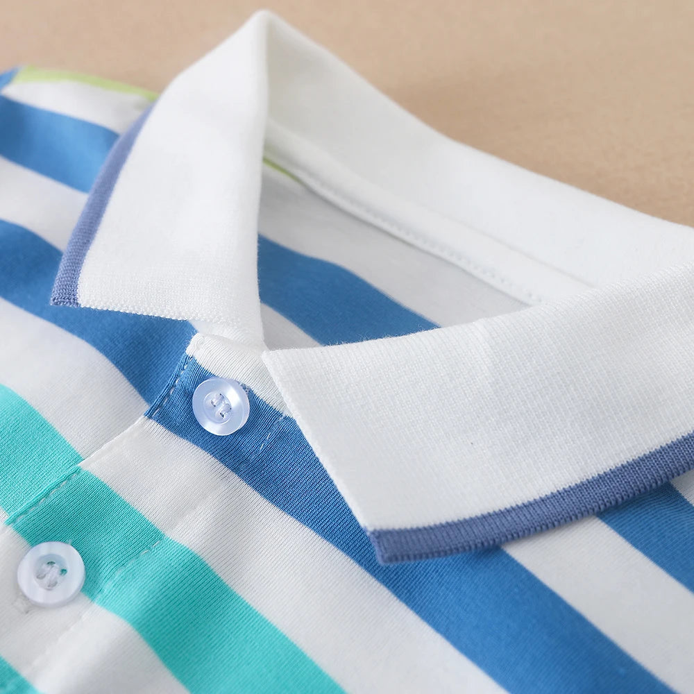 Baby Jungen Polos hirts hochwertige Sommer kurz ärmel ige gestreifte Top Shirt Kleidung 2t-6t Kinder Turn-Down Kragen T-Shirts