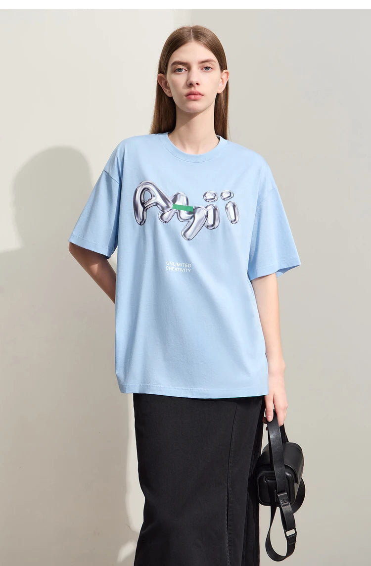 Damen T-Shirts im lässigen Stil mit O-Ausschnitt und modischem Druck