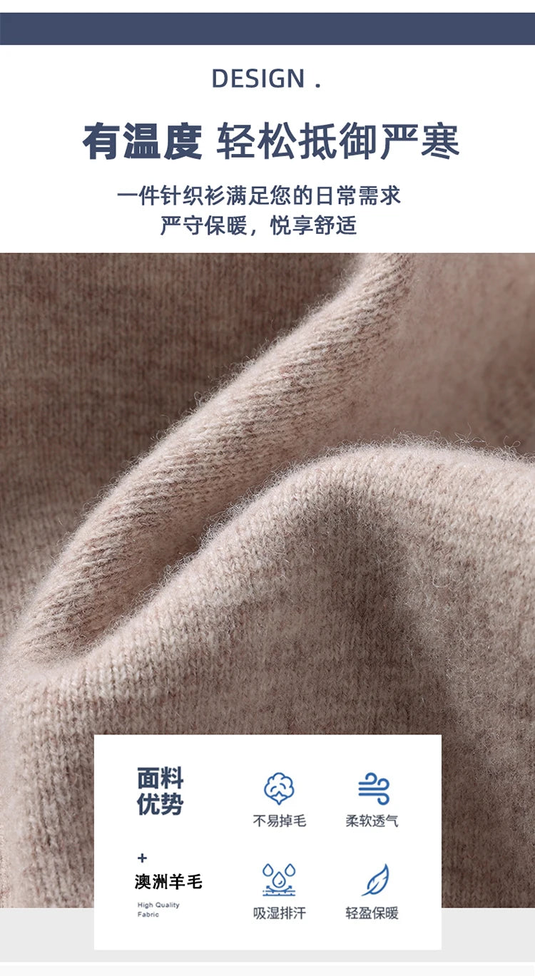 Herbst Winter 100% Hohe Qualität Wolle Strickjacke männer Revers Dicken Zipper Casual Pullover Große Größe Kaschmir Stricken Jacke Männer tops