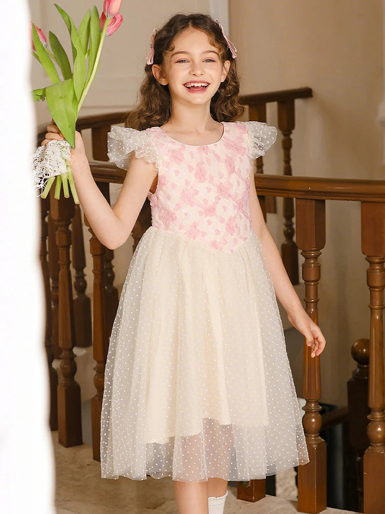 Weihnachtlicher Kinderpullover aus Wolle mit Blumenmuster in Rot und Weiß – Kuscheliger Strick für Mädchen von 110cm bis 170cm