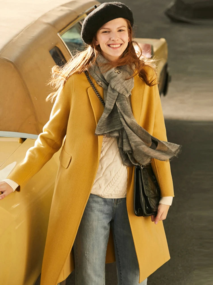 Damen Wollmantel aus 100 Prozent Wolle für den eleganten Winterlook