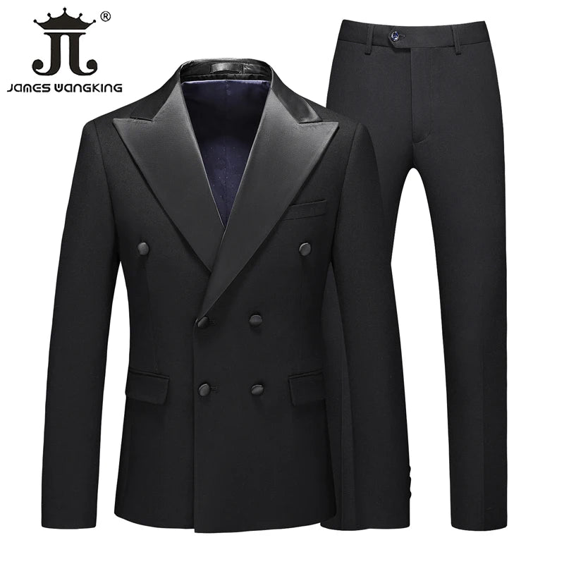 Luxuriöses Herren-Doppelreiher Anzugset: Eleganter 5XL Smoking für Hochzeit & Gala-Veranstaltungen