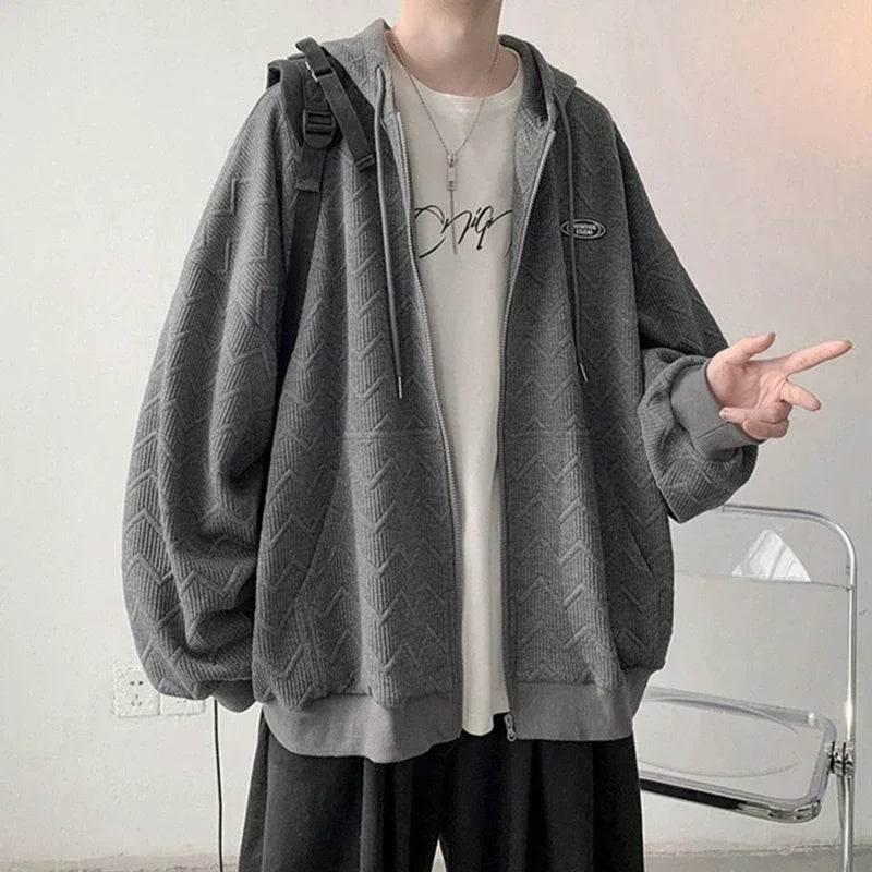 Herren Sweatshirt im Koreanischen Stil mit Kapuze und Taschen