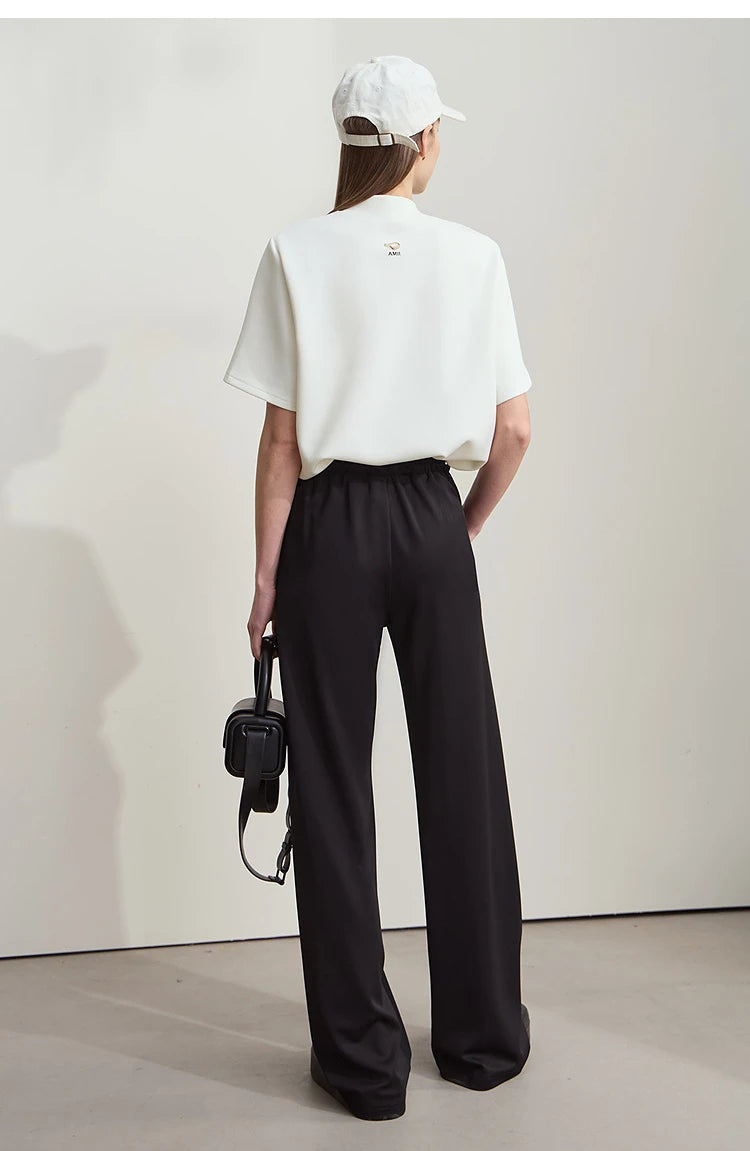 Damen Casual T-Shirt mit Gedrucktem Rollkragen und Kurzarm für den Sommer