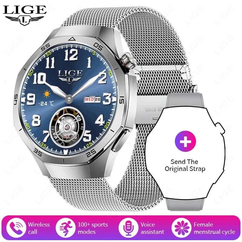 LIGE Smartwatch Outdoor Sport Männer 360*360 HD Display Gesundheit Überwachung Wasserdichte Herzfrequenz BT Anruf Smart Uhr Für Android IOS