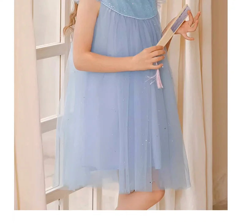 Ärmelloses Sommerkleid für Mädchen mit Blumenmuster und Pailletten – ideal für Hochzeiten und Geburtstagsfeiern