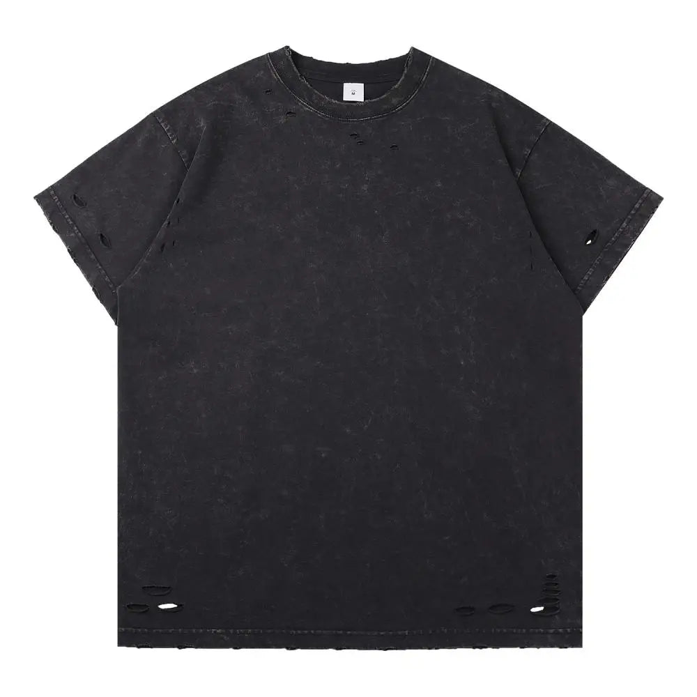 Herren T-Shirt mit kurzen Ärmeln und lässigen zerrissenen Löchern