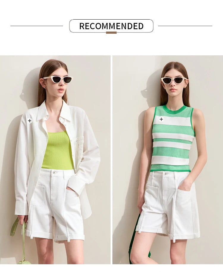 Minimalismus Baumwoll Jeans – Vintage Retro Fashion Shorts für Frauen