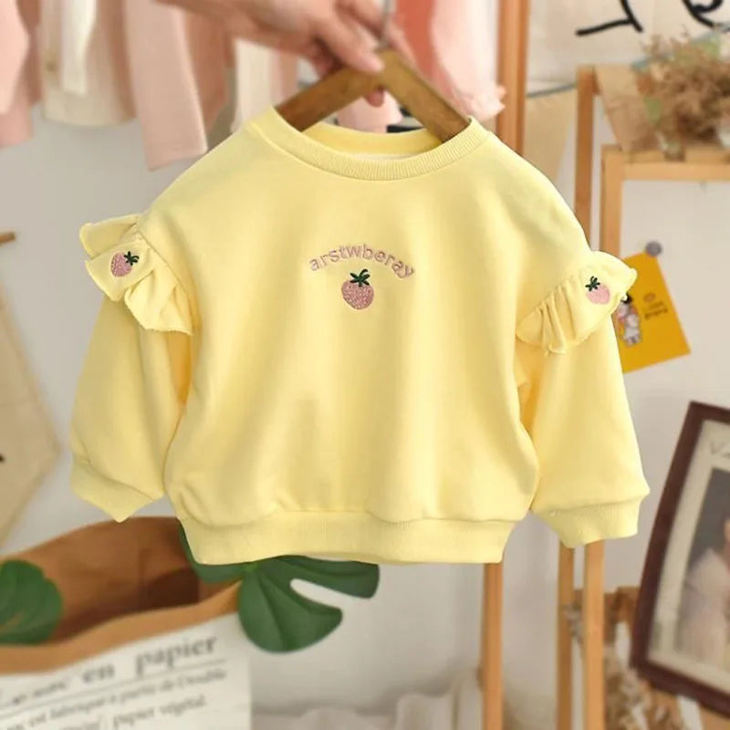 Mädchen Hoodie mit süßer gestickter Erdbeere für 1-6 Jahre