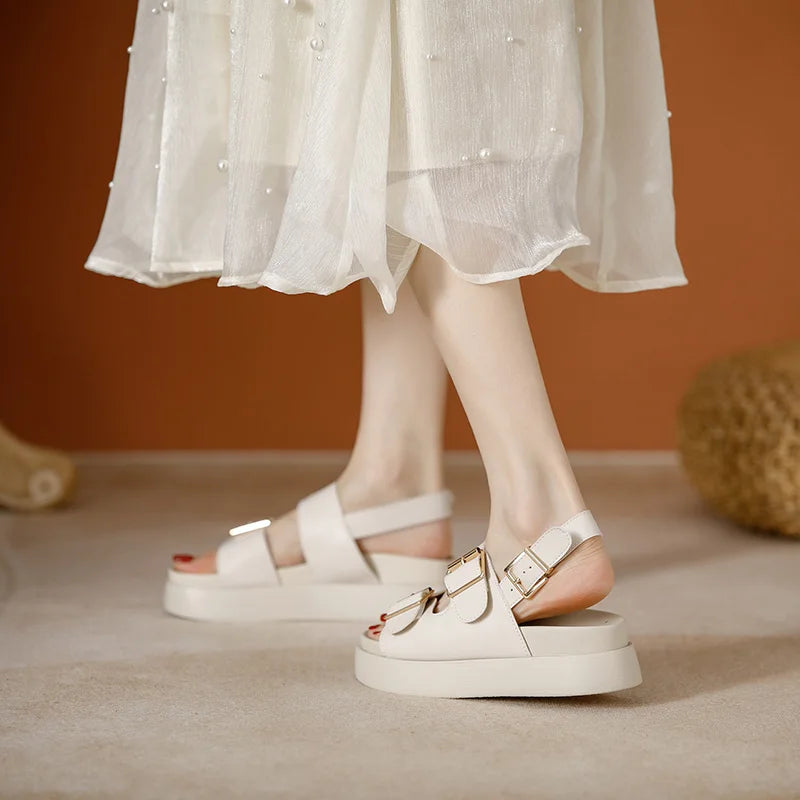 AIYUQI Frauen Sandalen Große Größe Sommer Neue Strand Sandalen Mädchen Dicke Sohle Mode Offene spitze Römischen frauen Schuhe