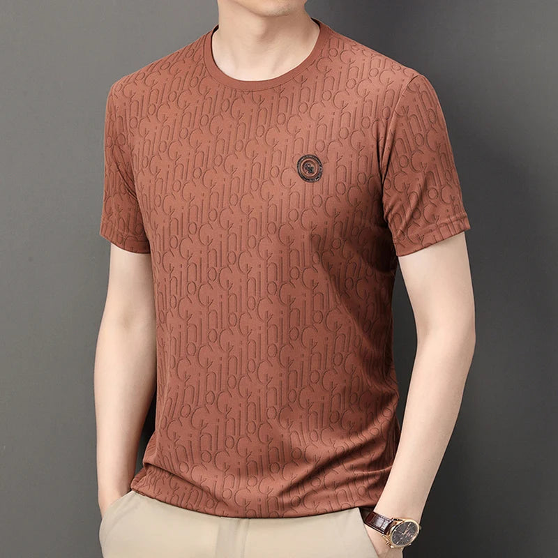 Männer T-Shirt mit Luxus Druck im lässigen Sommerstil und Rundhalsausschnitt
