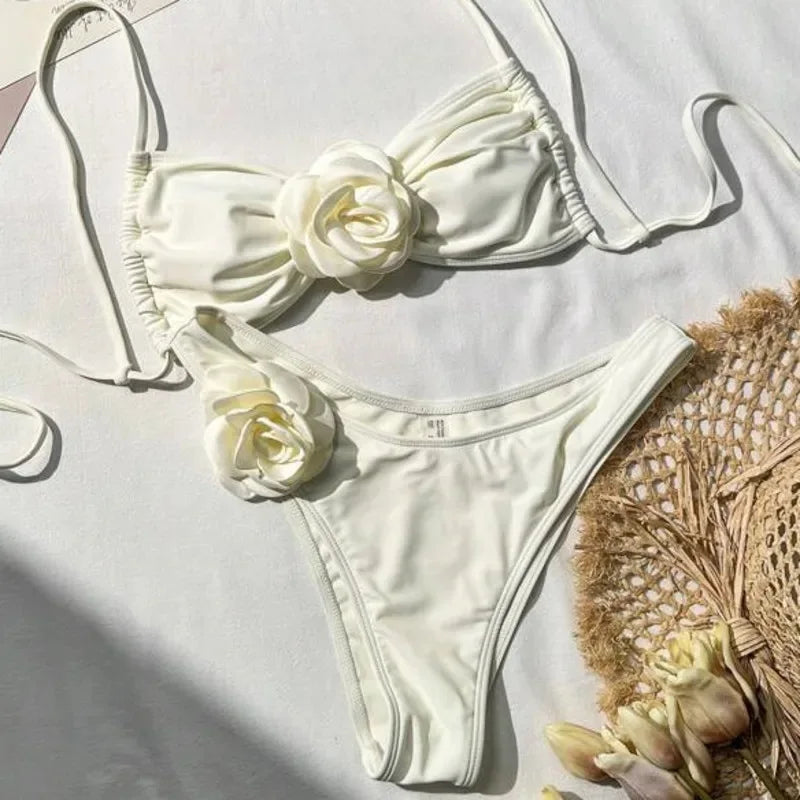 Dreiteiliger Damen-Bikini aus PU-Material im brasilianischen Stil – ideal für Strand und Pool