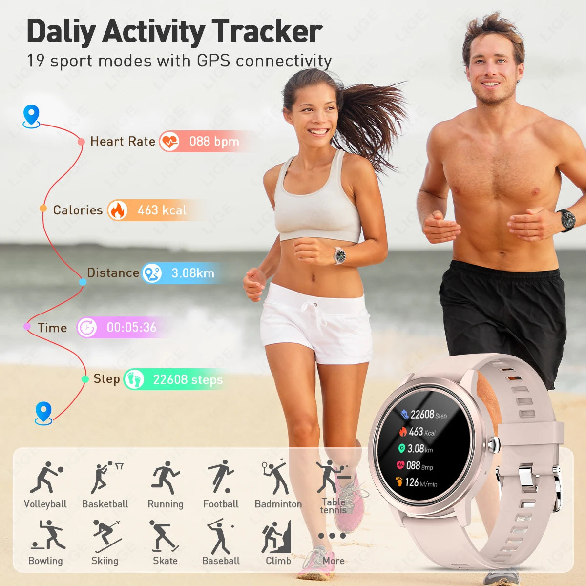 LIGE 2025 Neue Smart Uhr Für Frauen Bluetooth Anruf Fitness Tracking Herzfrequenz Gesundheit Monitor Dame Smartwatch Für Android iOS
