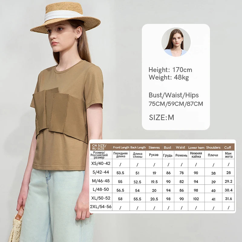 Damen T-Shirt im minimalistischen Stil mit lässigem Komfort und geradem Spleißen