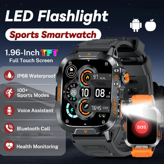 LIGE 2025 Neue LED Taschenlampe Smart Uhr Männer 420 mAh Batterie Wasserdichte Outdoor Sport Bluetooth Anruf Smartwatch Für Android IOS