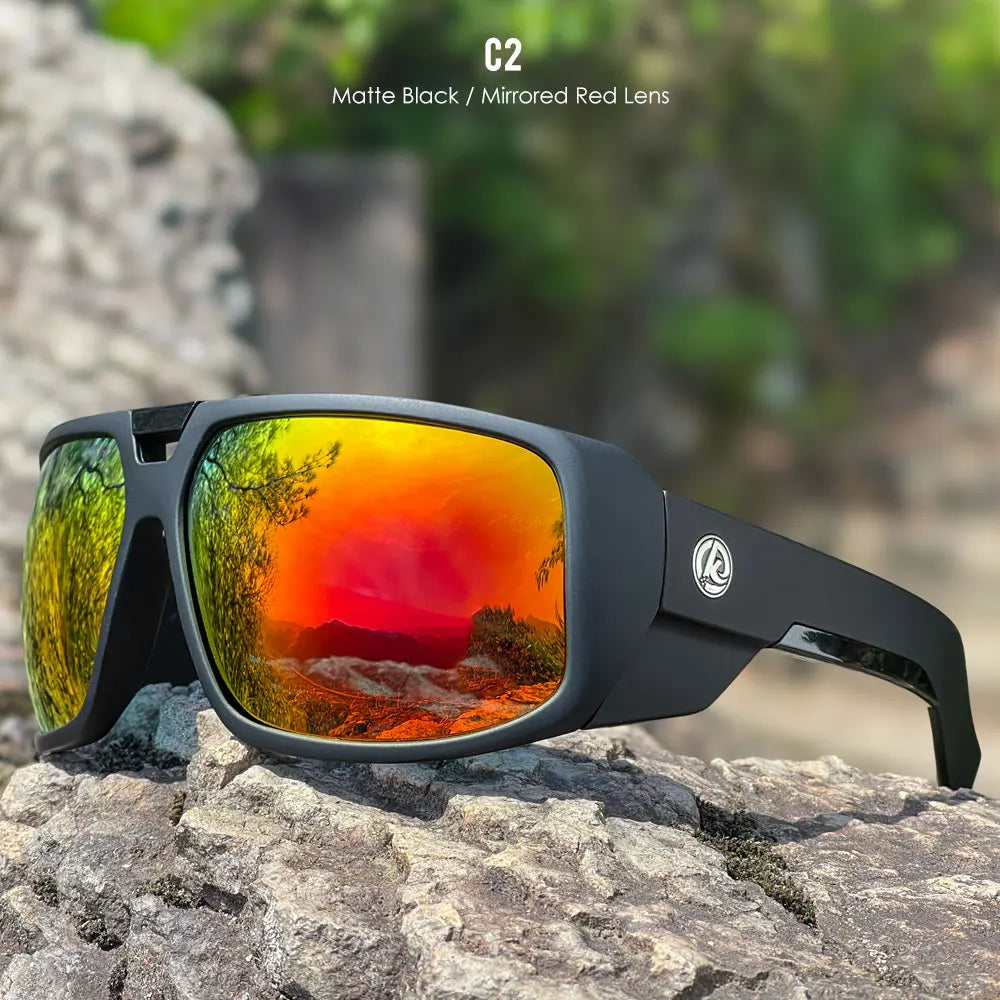 Sonnenbrille Sport polarisiert breiter Rahmen Outdoor Reißverschlussetui Herren