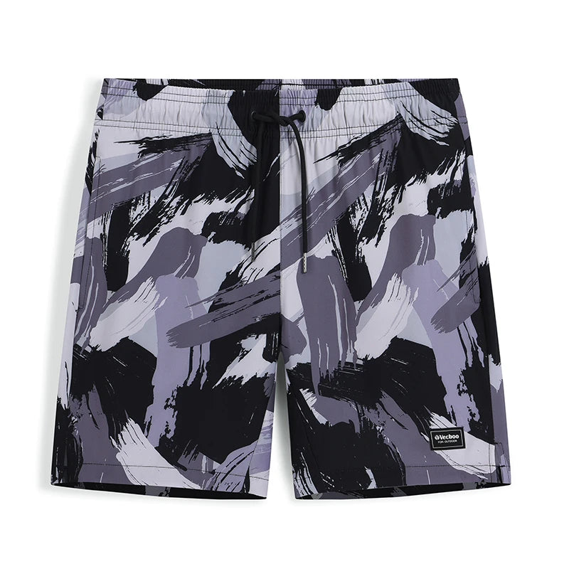 Sommerliche Herren-Badeshorts aus Polyester mit schnelltrocknendem Druck und Mesh-Innenfutter – ideal für Strand und Sport in großen Größen.