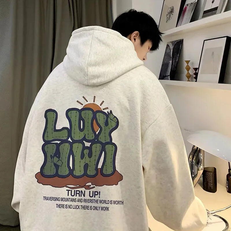 2025 neue Brief Grafik Hoodies männer Elegante Vintage Baumwolle Fleece Mit Kapuze Sweatshirts Herbst Frauen Y2K Streetwear Hoody Kleidung