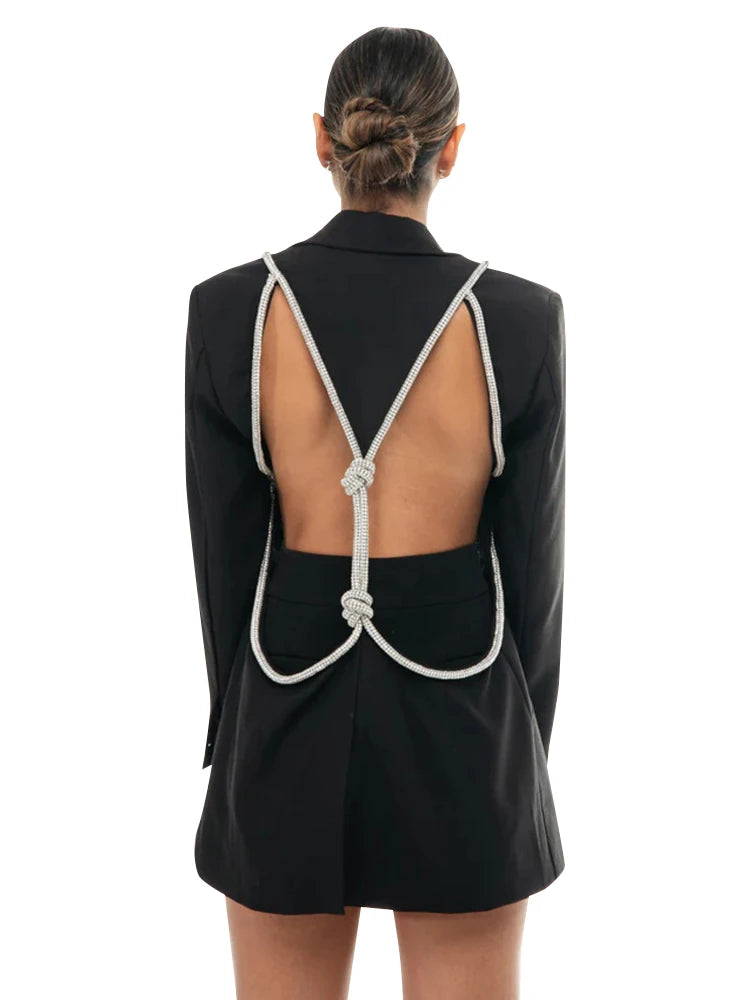 Elegantes Midi-Kleid mit Pailletten und Patchwork, schulterfrei und langärmelig – figurbetontes Design für Damen.