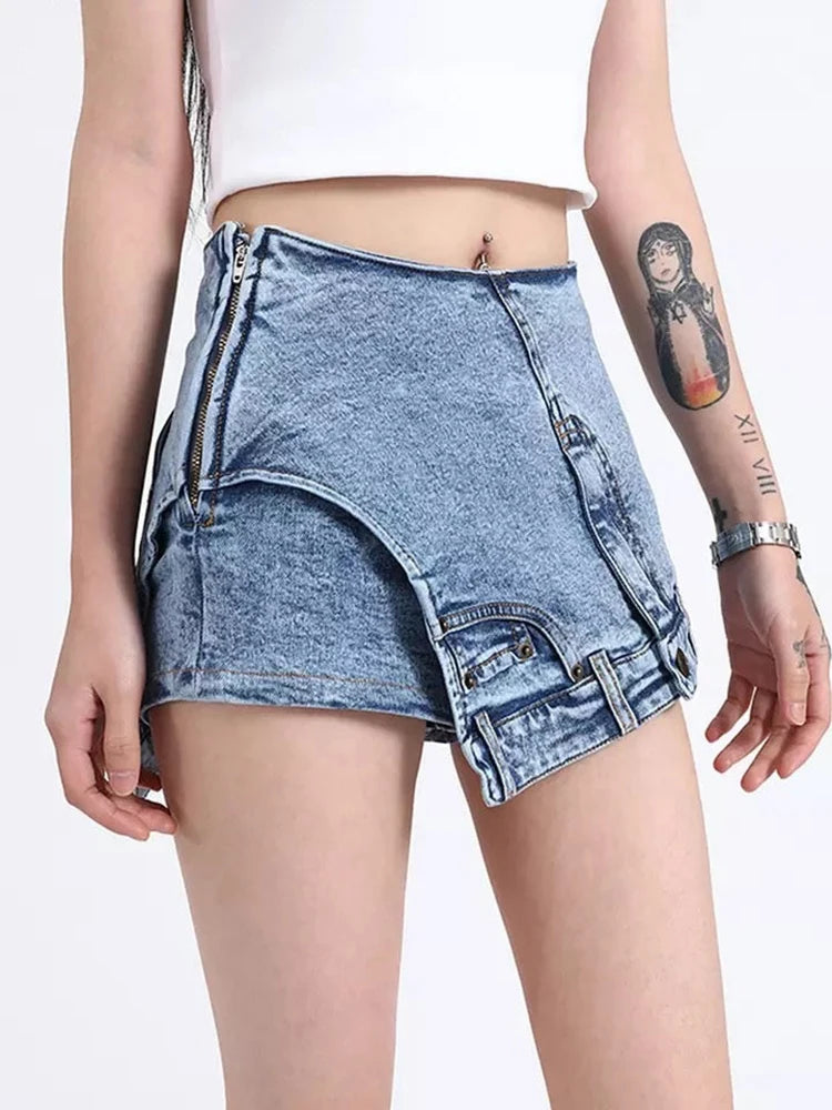Colorblock-Leoparden-Jeans mit Hohldesign für Damen – High-Waist, gespleißte Taschen und weites Bein