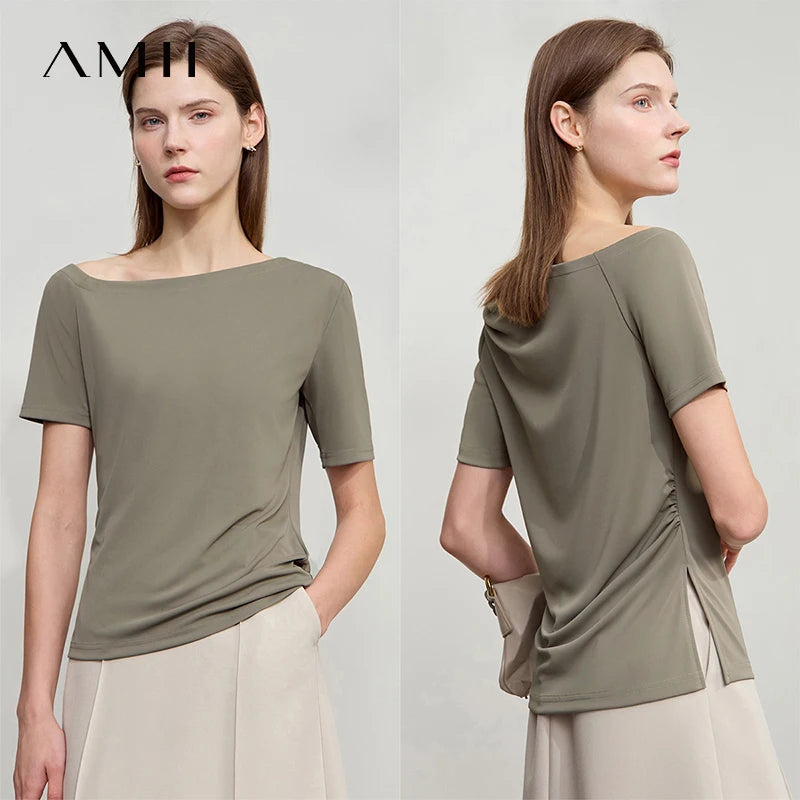 Damen T-Shirt im minimalistischen Stil mit klassischer Slim Fit Passform