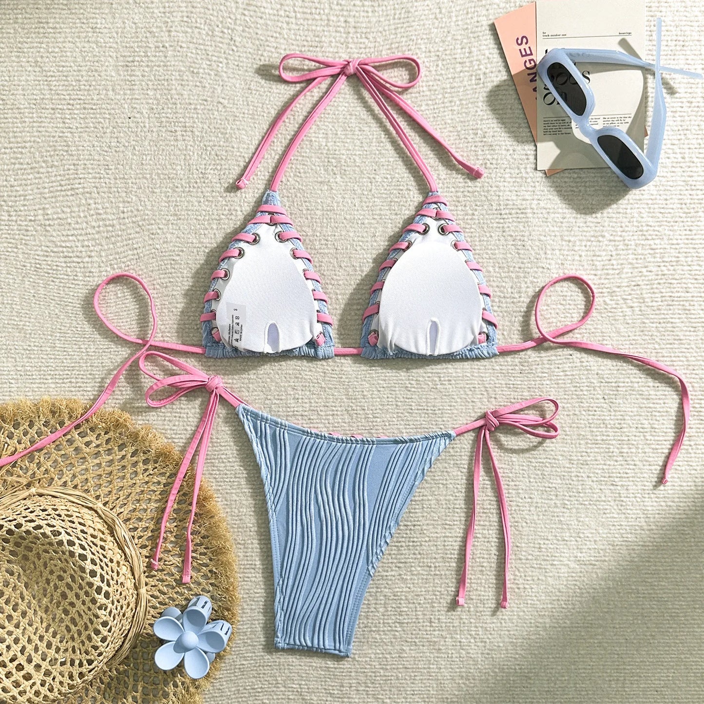 Weißer Push-Up-Bikini im brasilianischen Stil für Damen – ideal für Strand und Pool
