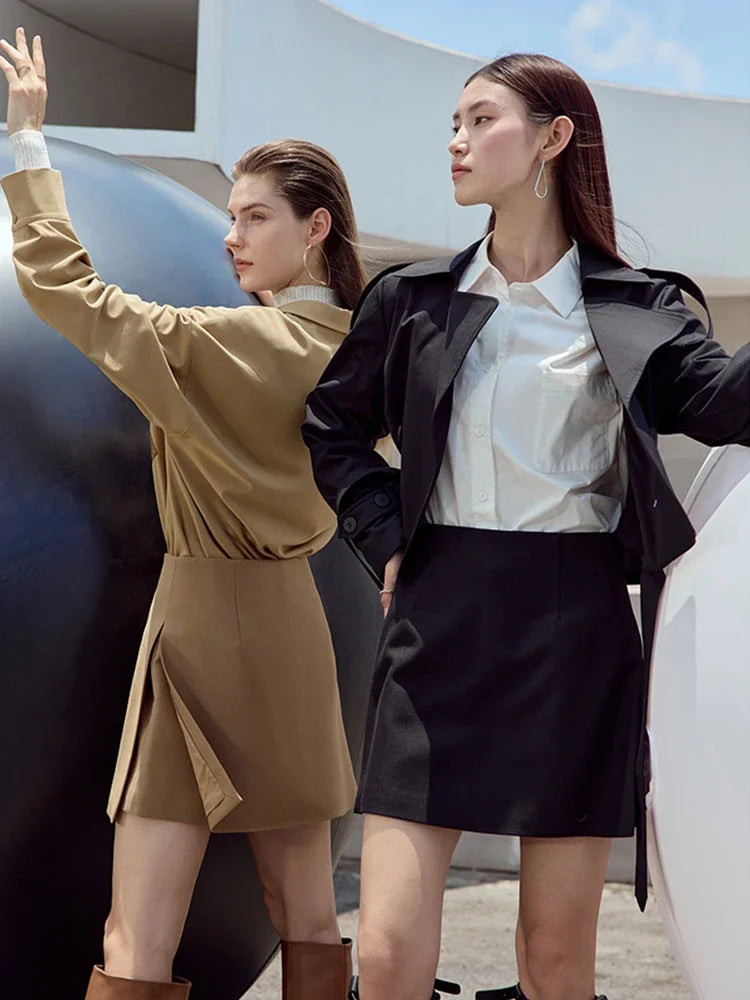 Damen Shorts-Röcke im minimalistischen Stil mit hoher Taille und geradem Schnitt