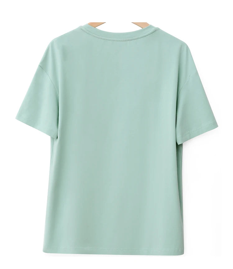 Damen T-Shirt im minimalistischen Sommerstil aus losem Stretch-Material