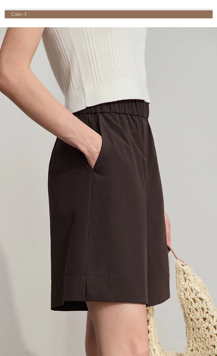 Damen Shorts im minimalistischen Stil mit elastischem Bund und weitem Bein
